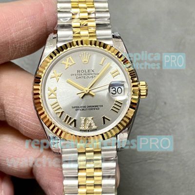 Swiss Copy Rolex Datejust 31mm Silver VI Diamond Dial Two-tone Jubilee Watch 